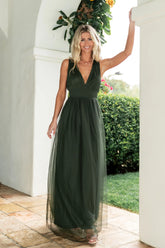 Kamila Tulle Maxi Dress | Juniper Green