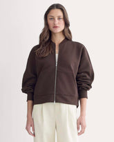 Luxe Fleece Bomber Jacket | Dark Chocolate