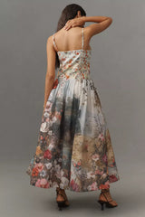 The Muse Basque-Waist Midi Dress