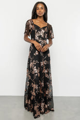 Karina Sequin Maxi Dress | Black + Gold