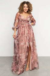 Nara Tulle Maxi Dress | Deep Mauve Floral