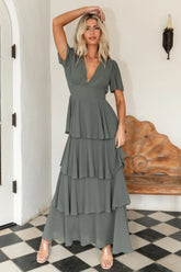 Montaigne Ruffle Maxi Dress | Dark Sage