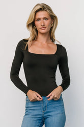 Roe Square Neck Top | Black