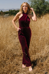 Cleopatra Velvet Jumpsuit | Burgundy