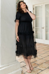 Lysandra Smocked Dot Dress | Black