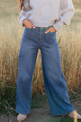 Emmi Mid Rise Wide Leg Jeans | Dark Wash