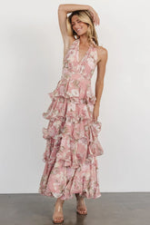 Jesslyn Open Back Tiered Maxi Dress | Blush Floral