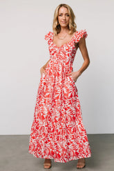 Renee Maxi Dress | White + Red
