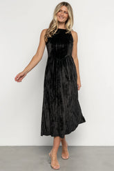 Octavia Velvet Midi Dress | Black