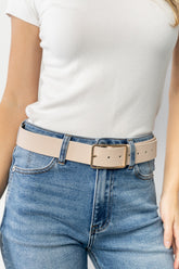 Bruna Faux Leather Buckle Belt | Ivory