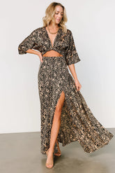 Morlana Maxi Dress | Black + Tan Print