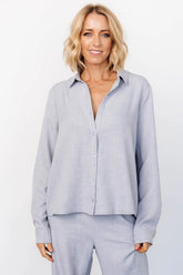 Tuscany Button Top | Blue Gray
