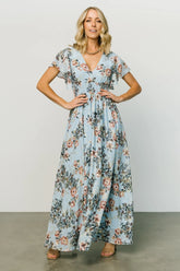 Lynlee Metallic Maxi Dress | Light Blue