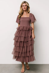 Cherise Tulle Tiered Dress | Dusty Lavender