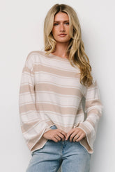 Astoria Striped Top | Ivory + Sand