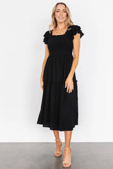 Jacie Smocked Midi Dress | Black