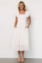 Jacie Smocked Midi Dress | White