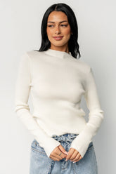 Ilsa Ribbed Sweater Top | Ivory