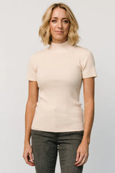 Edie Mock Neck Top | Cream