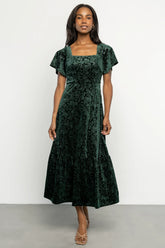 Eirene Velvet Dress | Emerald