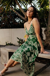 Delia Midi Dress | Green Print