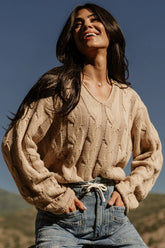 Jordan Cable Knit Sweater | Taupe