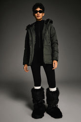 Faux Fur Hooded Mountain Parka Jacket