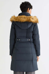 Long Faux Fur Hooded Down Coat