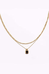 Onyx Double Layered Gold Chain Necklace