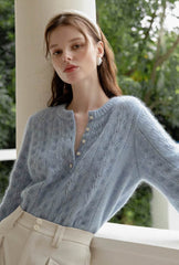 Paisley Mohair Sweater - Dusty Blue
