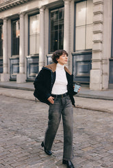 Cayden Mid Rise Straight Leg Jeans - Charcoal