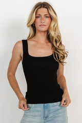 Cher Square Neck Knit Tank | Black