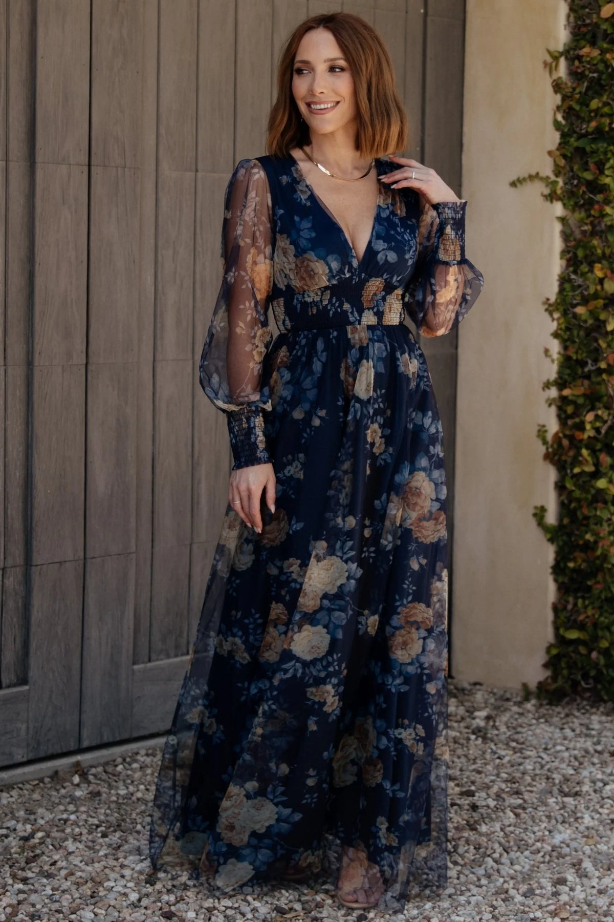 Layla Tulle Maxi Dress | Blue + Golden Floral