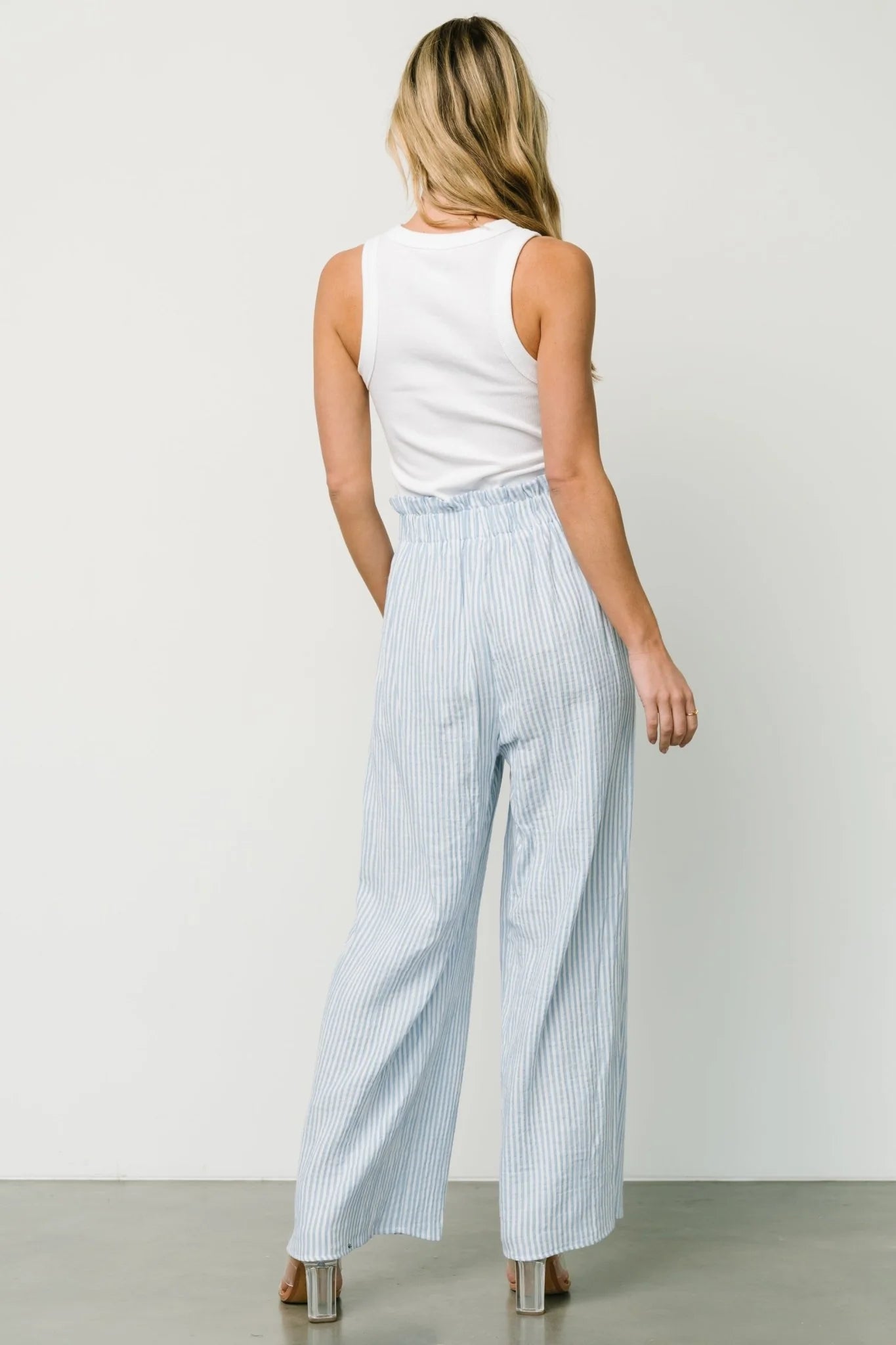 Delphi Wide Leg Pants | Blue Stripe