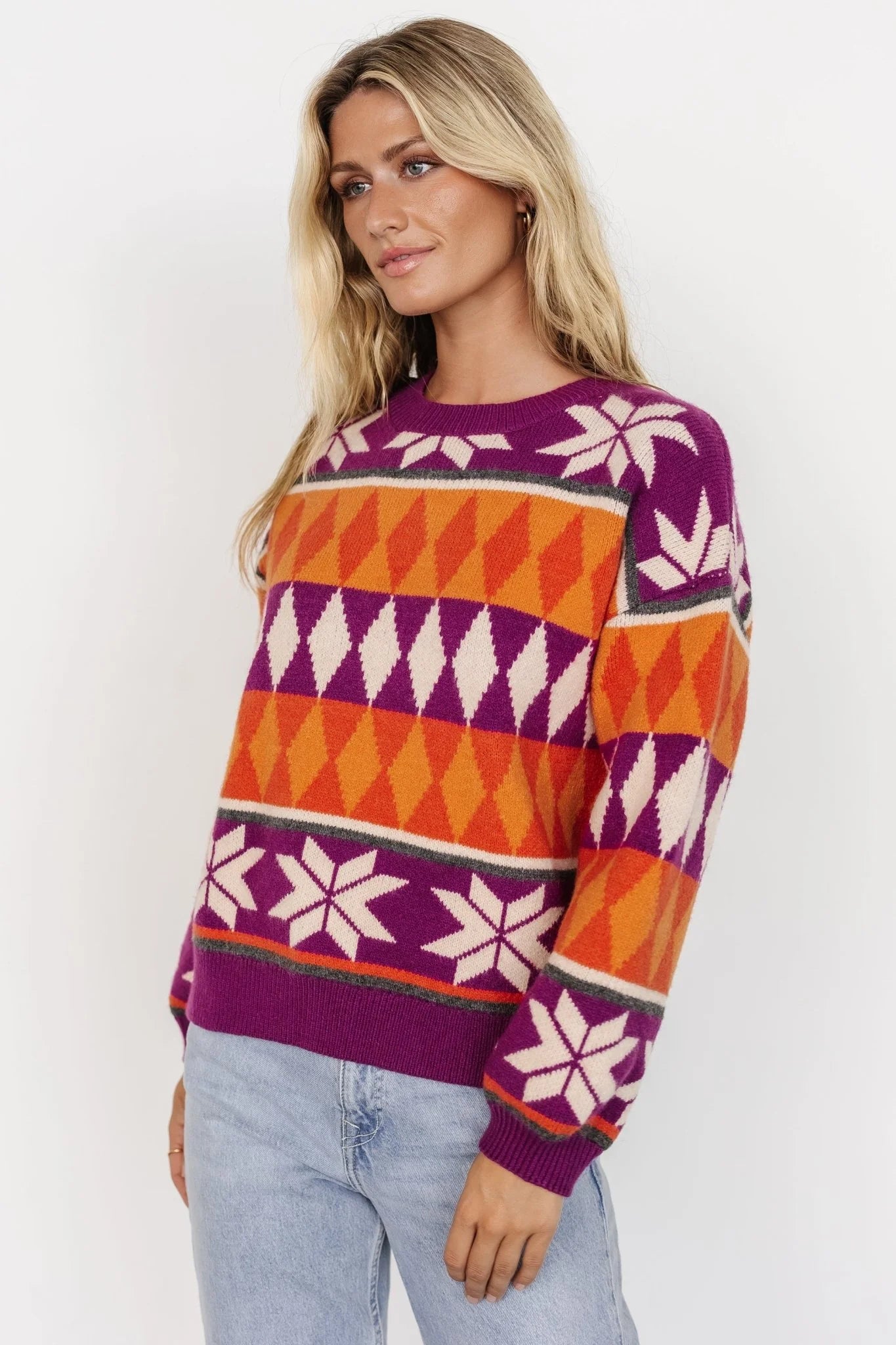 Zermatt Sweater | Magenta + Orange Print