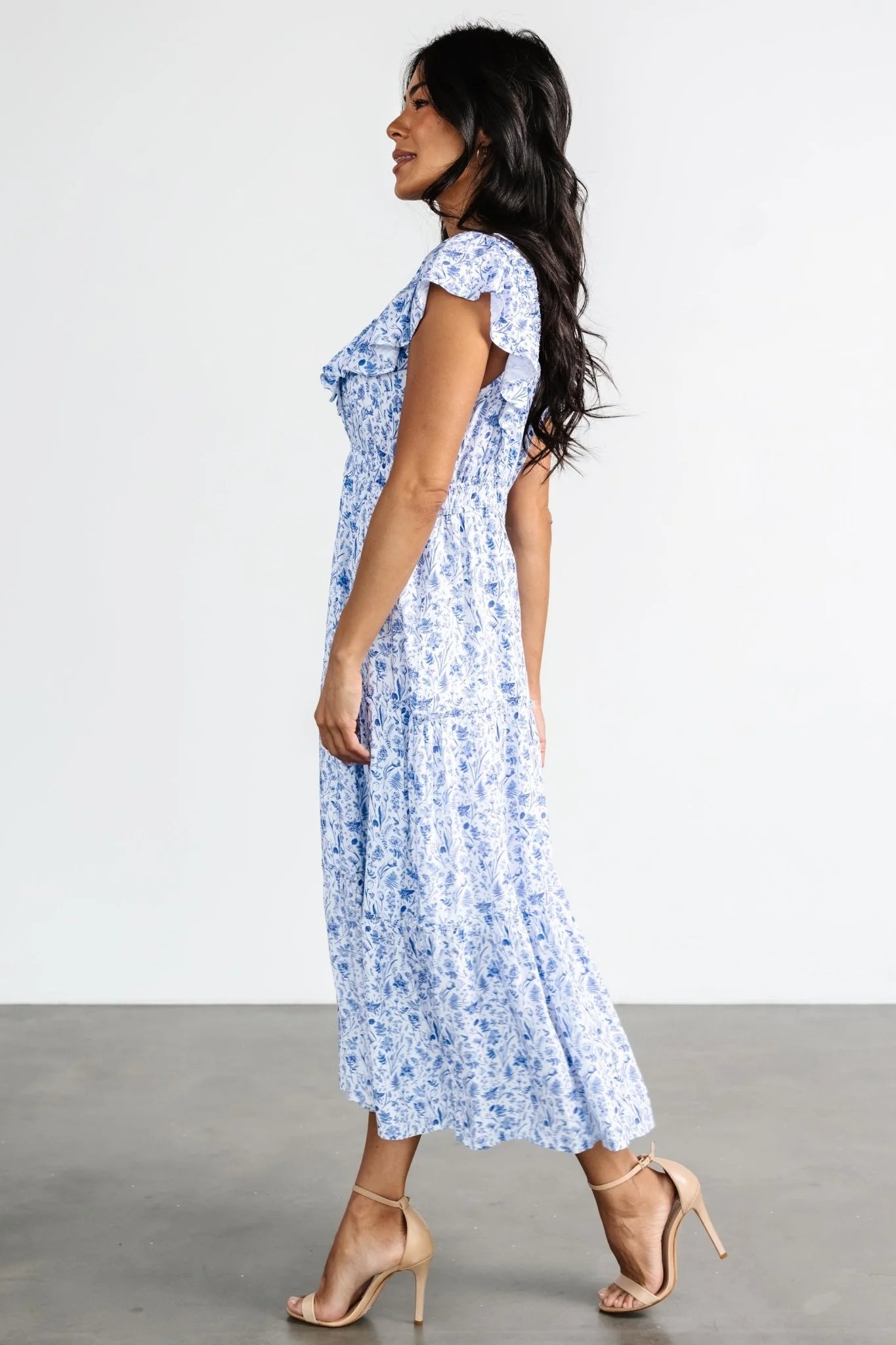 Crete Midi Dress | Blue + White
