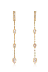 Bezel Crystal Huggie Dangle Earrings