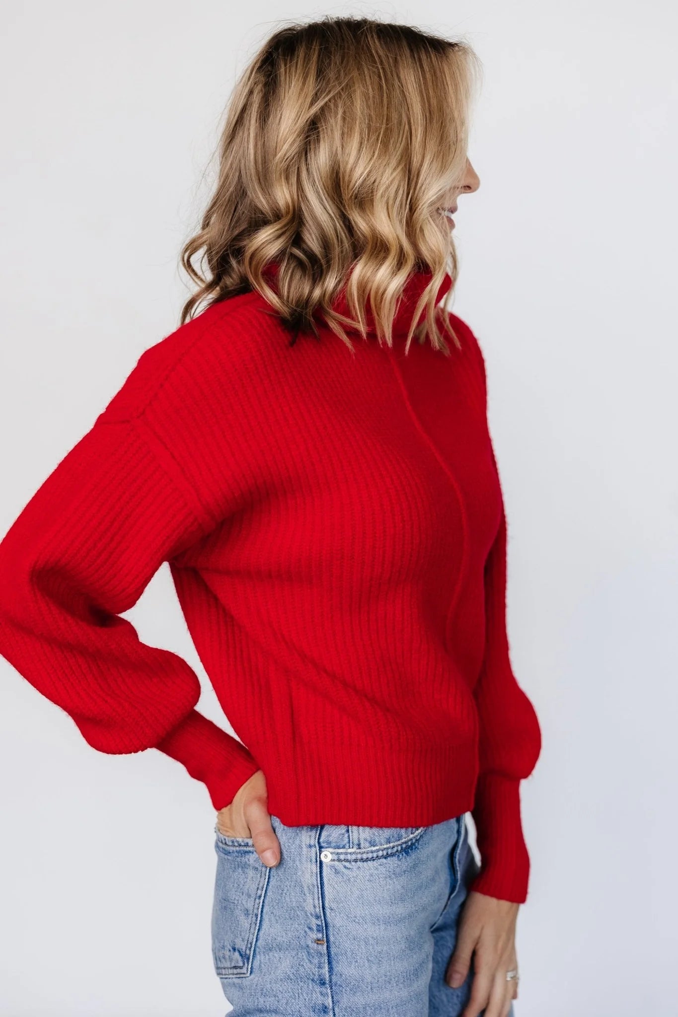 Frannie Knit Turtleneck Sweater | Red