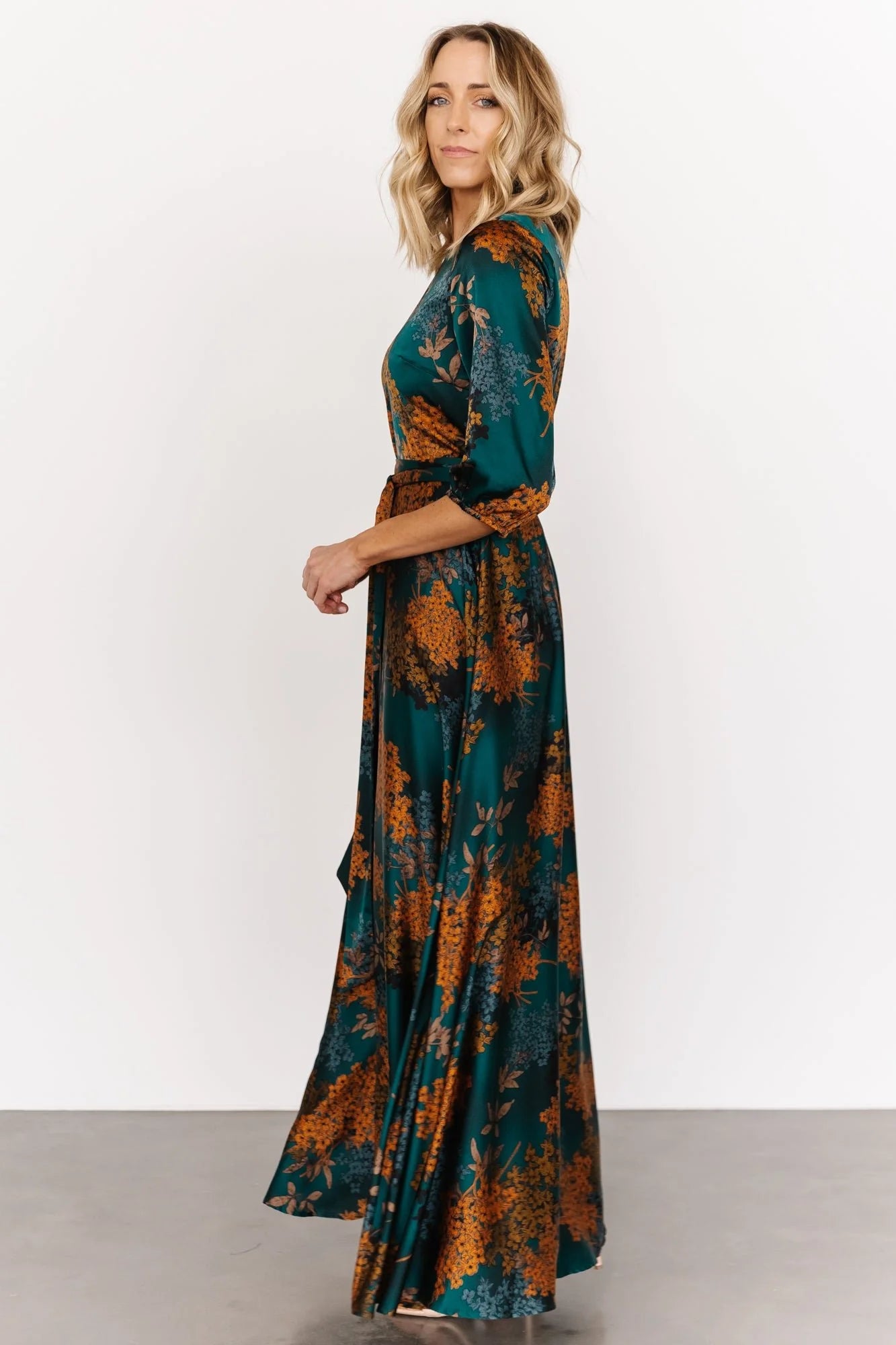 Paula Satin Maxi Dress | Jade Multi