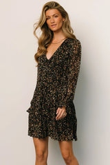 Huxley Tiered Short Dress | Black Multi Floral