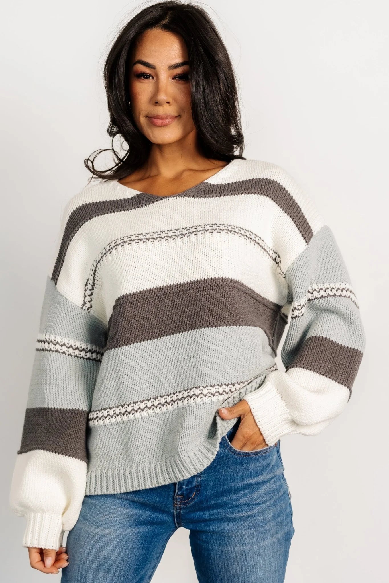 Glasgow Knit Sweater | Ivory Stripe