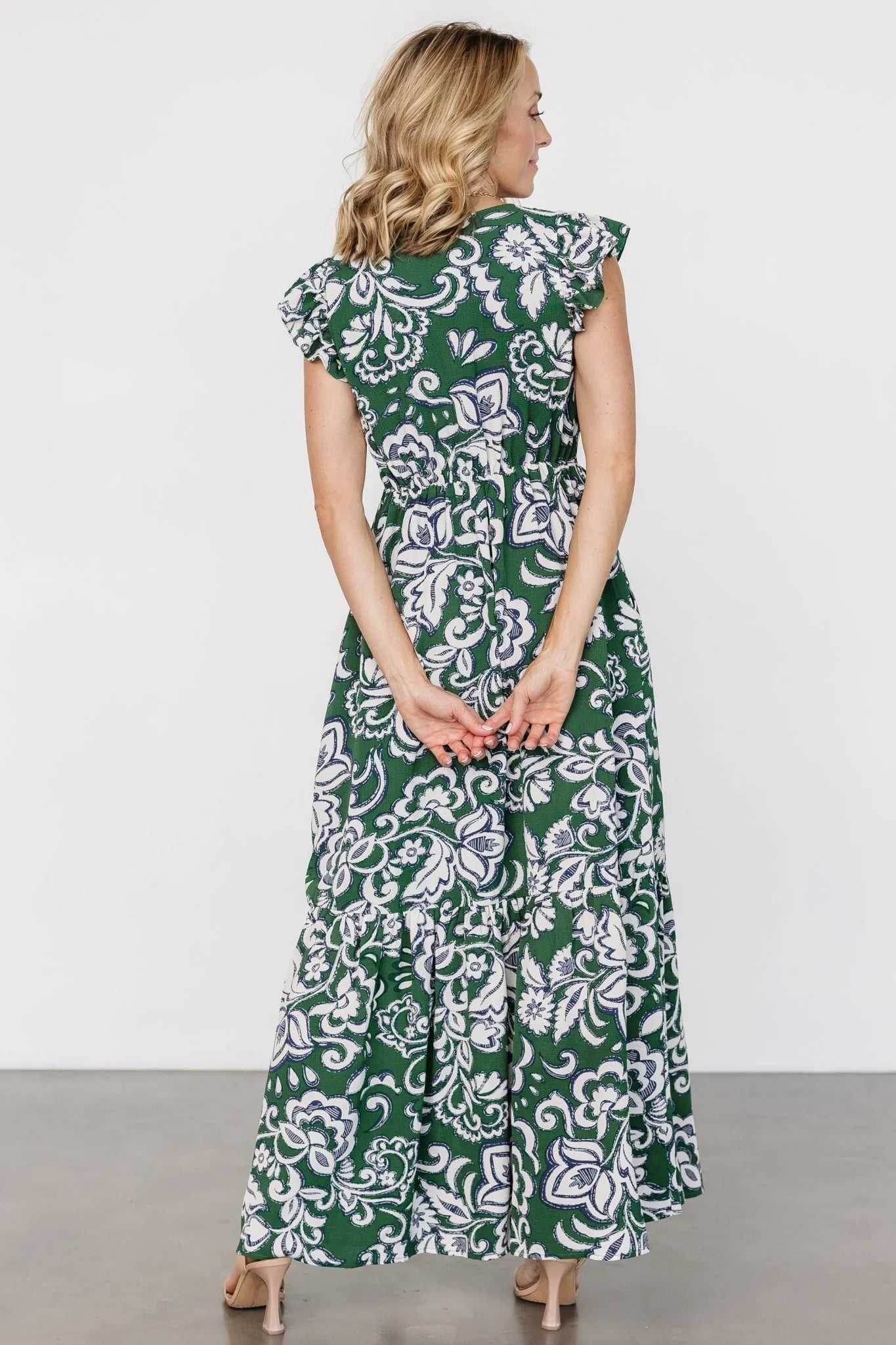Kaia Button Maxi Dress | Green Print