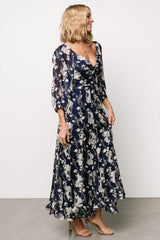 Estefania Maxi Dress | Navy + Off White Floral