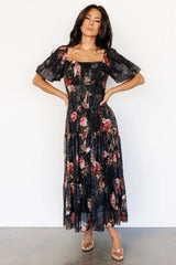 Annabeth Midi Dress | Black Floral