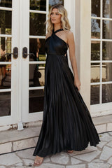 Sandra Pleated Maxi Dress | Black