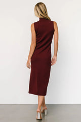 Angelina Mock Neck Tank Dress | Wine