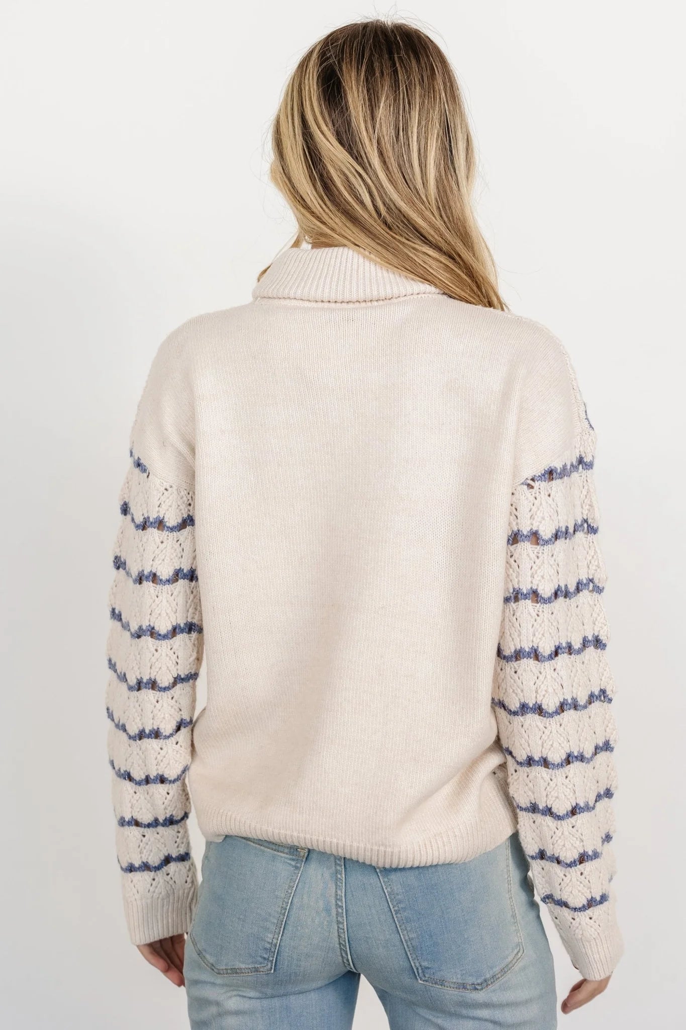 Hollis Knit Sweater | Ivory + Blue