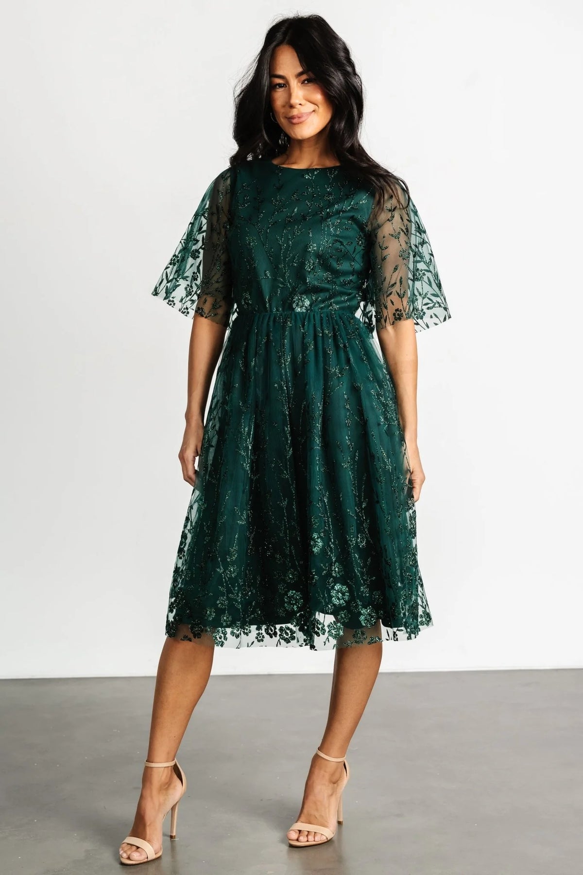 Duchess Tulle Dress | Dark Green Sparkle
