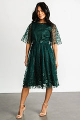 Duchess Tulle Dress | Dark Green Sparkle