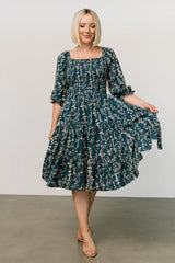 Marta Smocked Midi Dress | Topaz + Blush